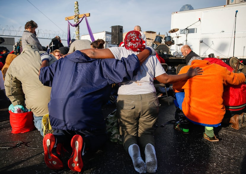 S.O.U.L. Church members prayed on the downtown Dallas lot on Dec. 8, 2019.