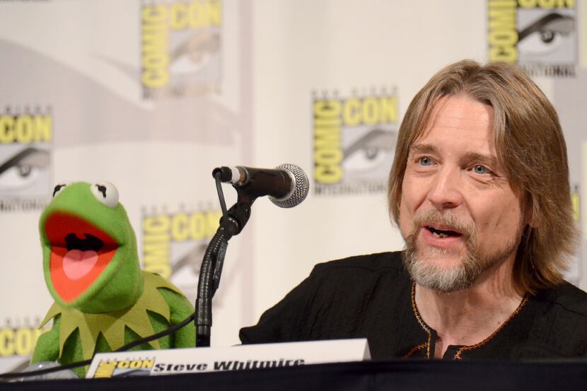 FILE - In this July 11, 2015, file photo, Kermit the Frog, left, and puppeteer Steve...