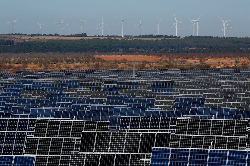 EL BONILLO, SPAIN - DECEMBER 02:  Photovoltaic power panels stand at Abaste's El Bonillo...
