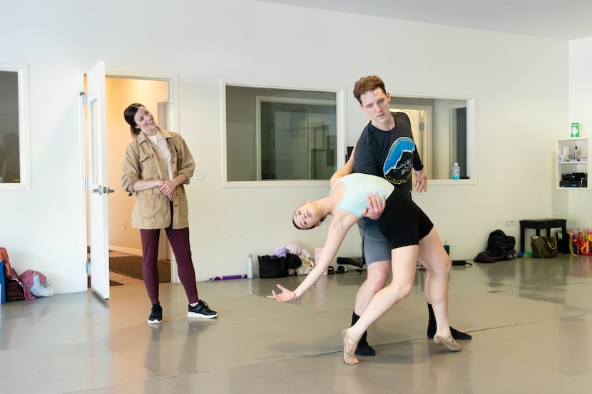 Pegasus Contemporary Ballet resident choreographer Carrie Ruth Trumbo rehearses dancers Sam...