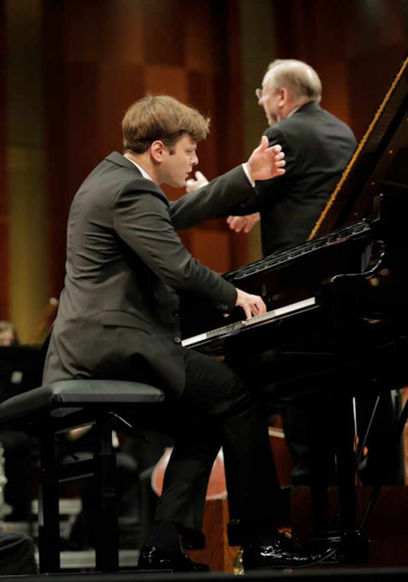 Pianist Georgy Tchaidze with conductor Nicholas McGegan and the Fort Worth Symphony...