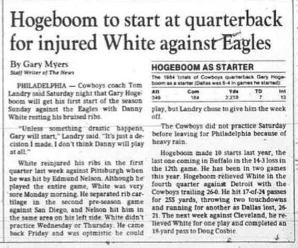 Article written by Gary Myers from The Dallas Morning News October 20, 1985.