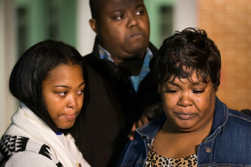 Jacqueline Craig (right) attended a news conference with her 15-year old daughter and cousin...