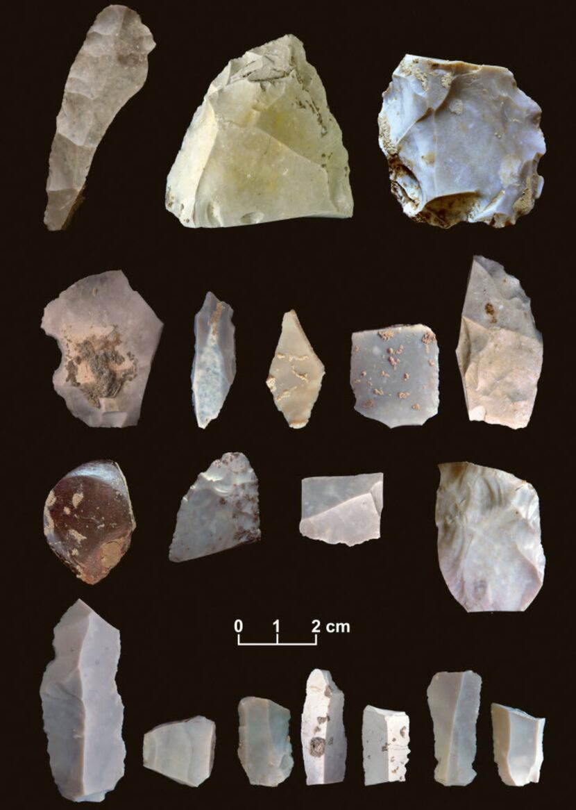 An image from 2011 shows some of the items researchers discovered at the Buttermilk Creek...