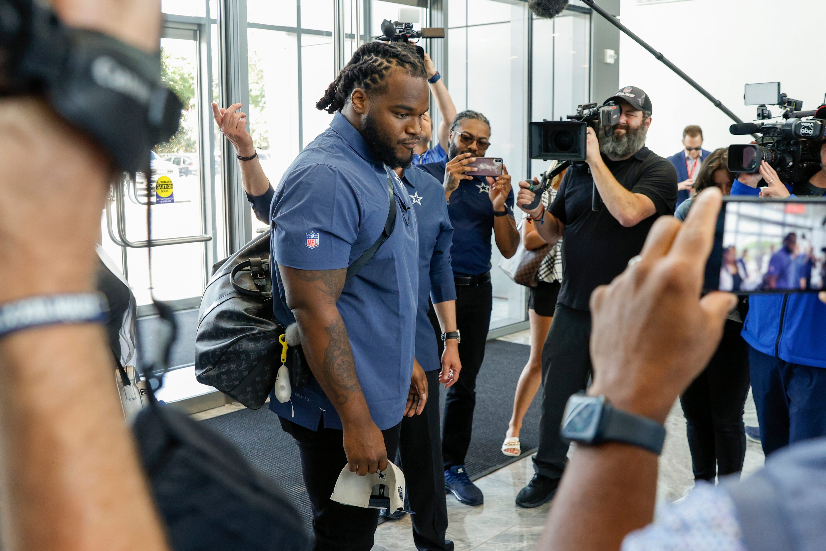 Dallas Cowboys first round pick Mazi Smith arrives at The Star on Friday, April 28, 2023 in...