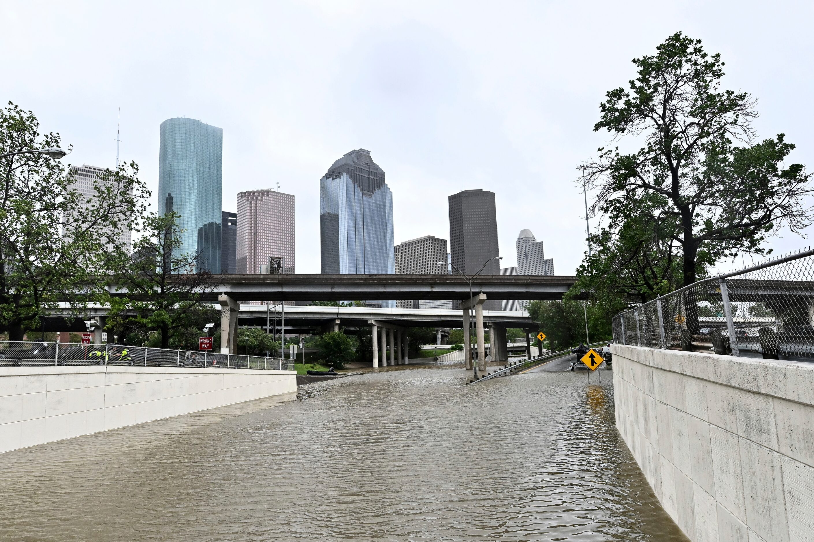 High water  rise on a the Houston Avenue and Memorial Parkway ramp in Houston, on Monday,...