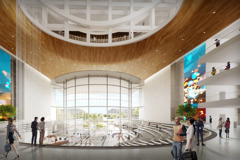 A rendering of what a lobby space would look like.