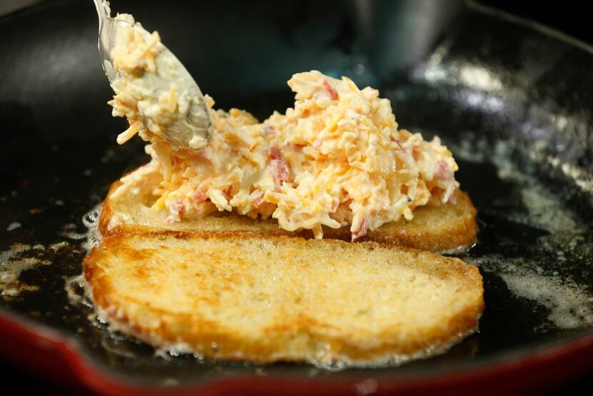 Use about 1/2 cup pimiento cheese per grilled sandwich.