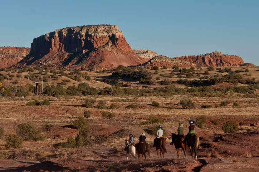 Horseback riders at Ghost Ranch can see the same landscape that Georgia O'Keeffe...