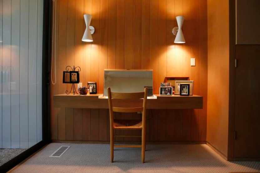 
A nook of a home office, a phrase that was not in use when the house was designed, is...