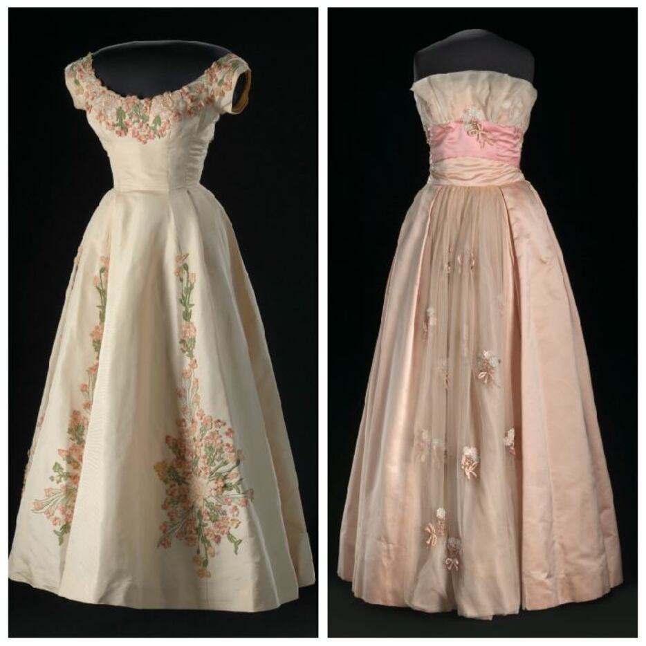 Pat Schieffer wore the dress on the left to the Tyler Rose Festival in 1958 and the one on...