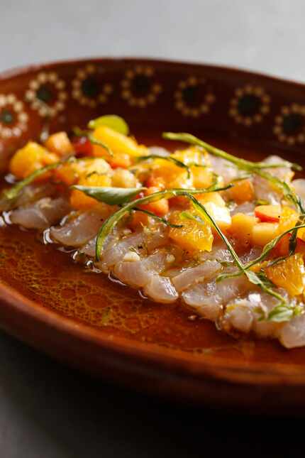 Snapper crudo with citrus and stone fruit