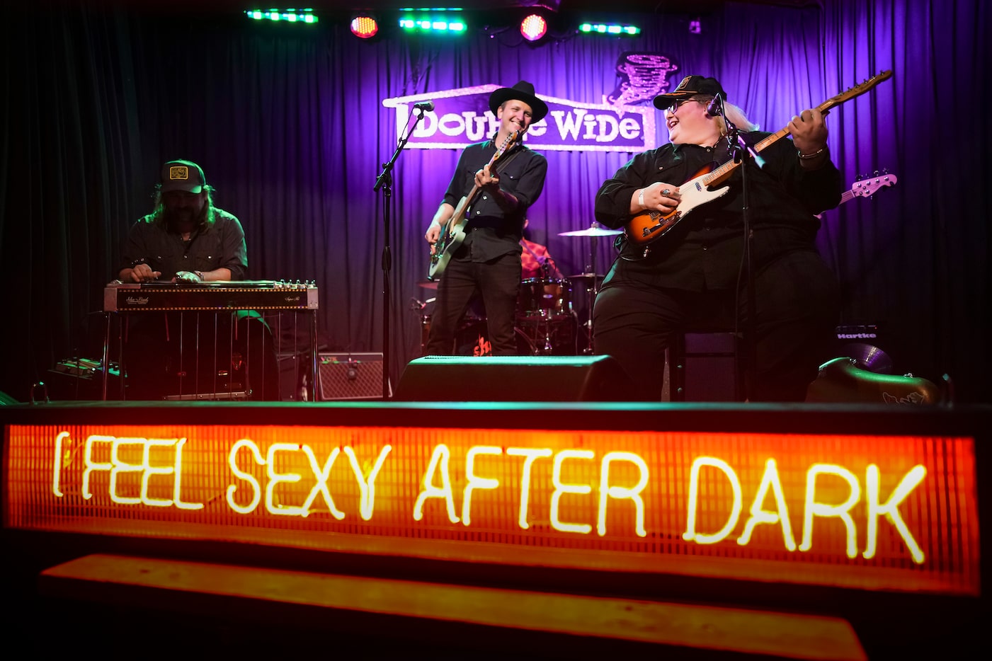 Joshua Ray Walker (right) performs with John Pedigo (center) during his Tonight Show Watch...