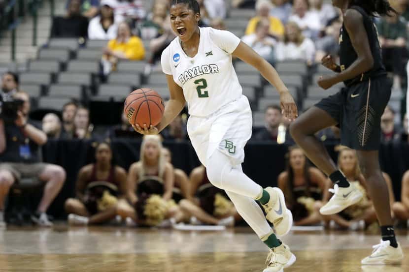 Baylor guard Niya Johnson (2) reacts to a call against Florida State during the third...