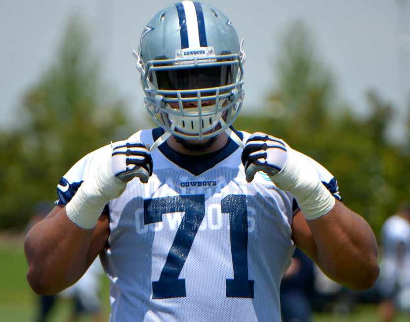 Dallas Cowboys offensive guard La'el Collins during the team's OTA practice at The Star in...