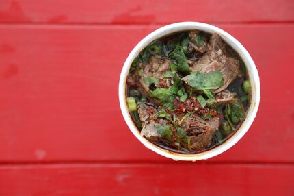 Monkey King's spicy beef noodle soup will warm you up on a cold day.