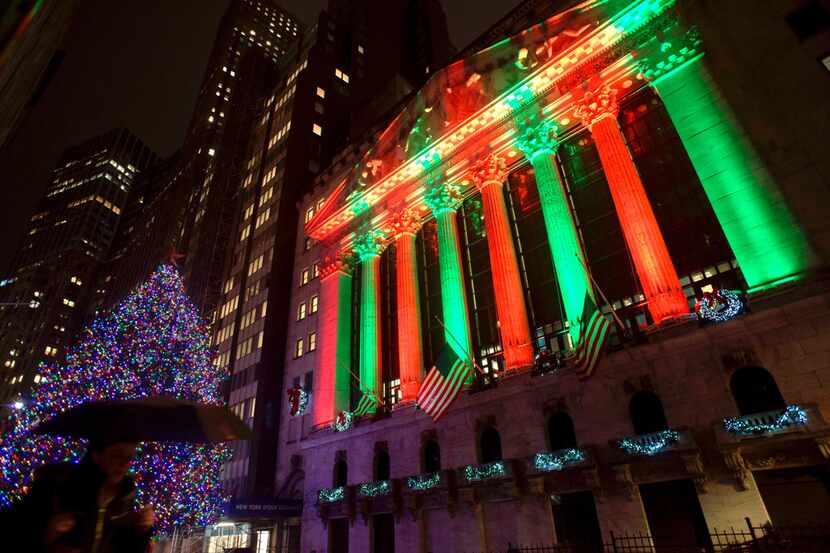 This photo shows the exterior of the New York Stock Exchange on Thursday evening, Dec. 20,...