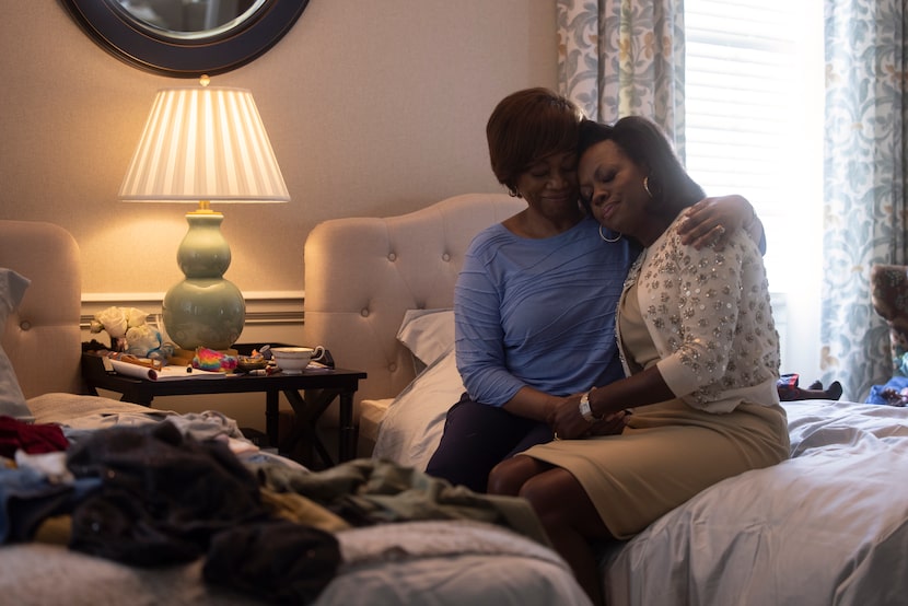 Regina Taylor, playing Marian Robinson, and Viola Davis, who stars as Michelle Obama, share...