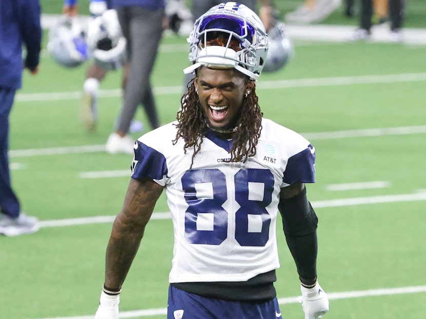 Dallas Cowboys wide receiver CeeDee Lamb (88) reacts towards the crowd during a free public...