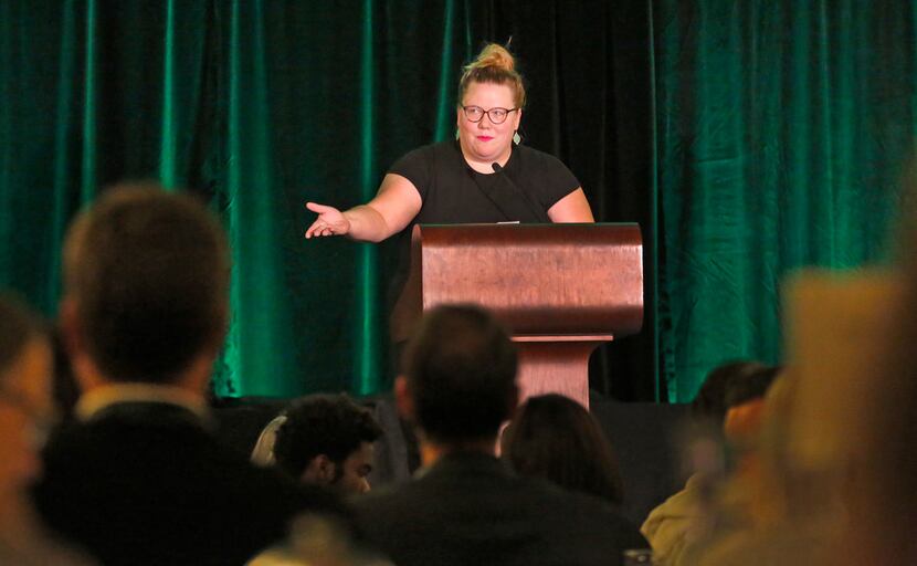 Keynote speaker Lindy West gives her presentation at the Mayborn Literary Nonfiction...