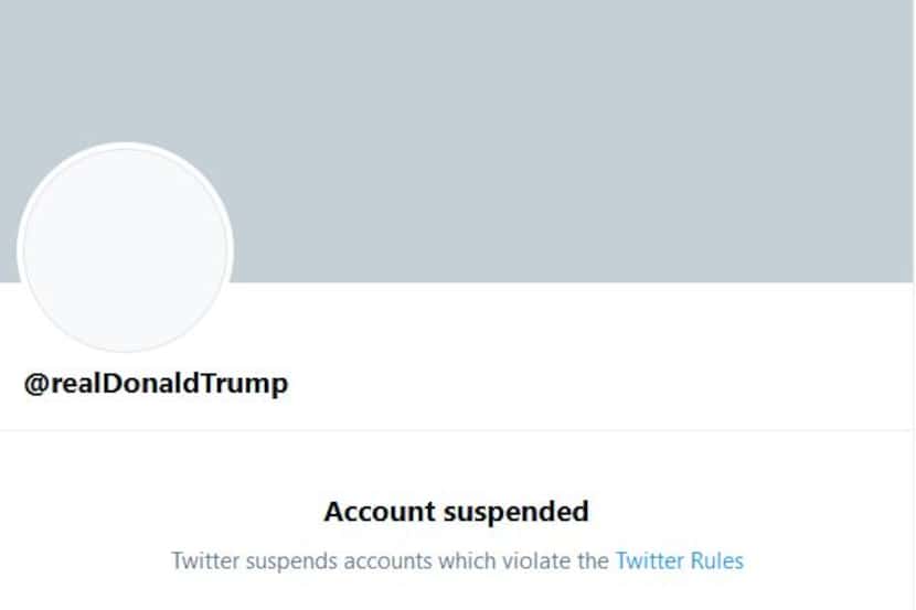 Twitter permanently suspended President Donald Trump's account @realDonaldTrump.