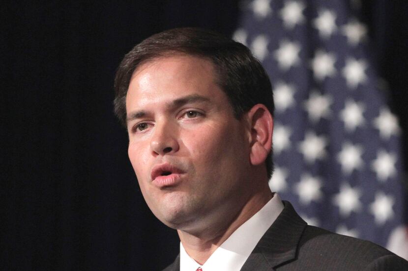 In this Aug. 23, 2011 file photo, Sen. Marco Rubio, R-Fla., speaks at the Ronald Reagan...