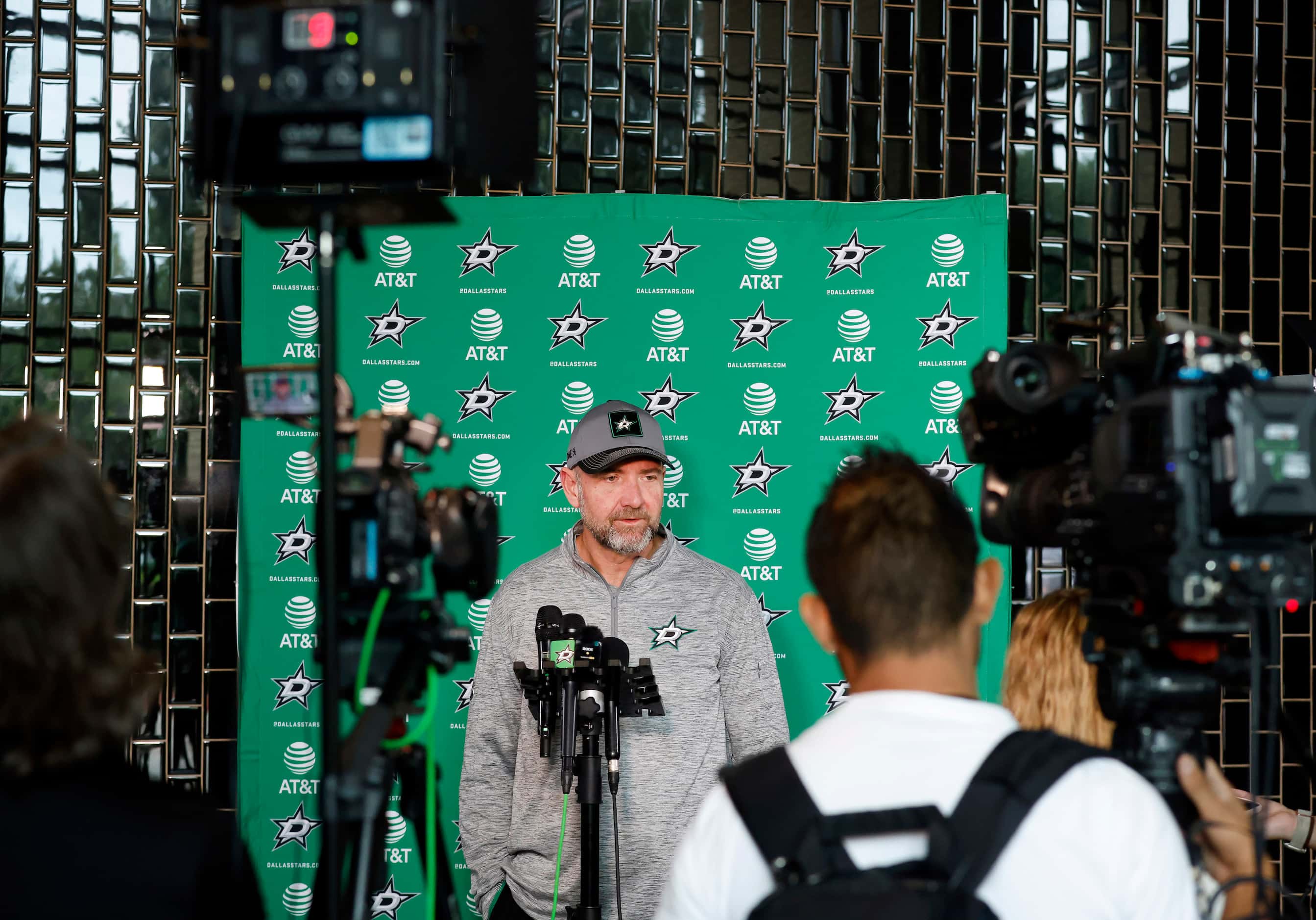 Dallas Stars head coach Pete DeBoer answered questions from the media during a post-season...