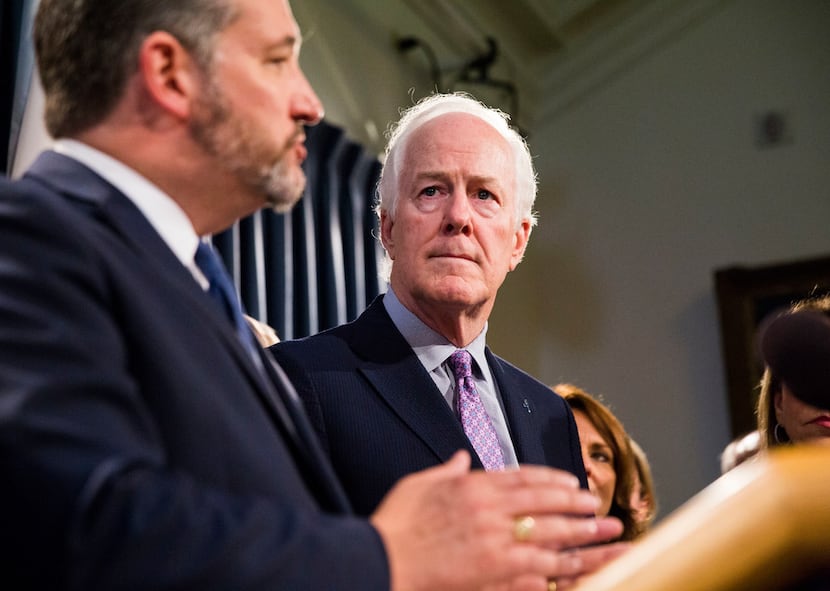 Sen. John Cornyn, R-Texas, (right) said tariffs are "not great policy — that gun kicks as...