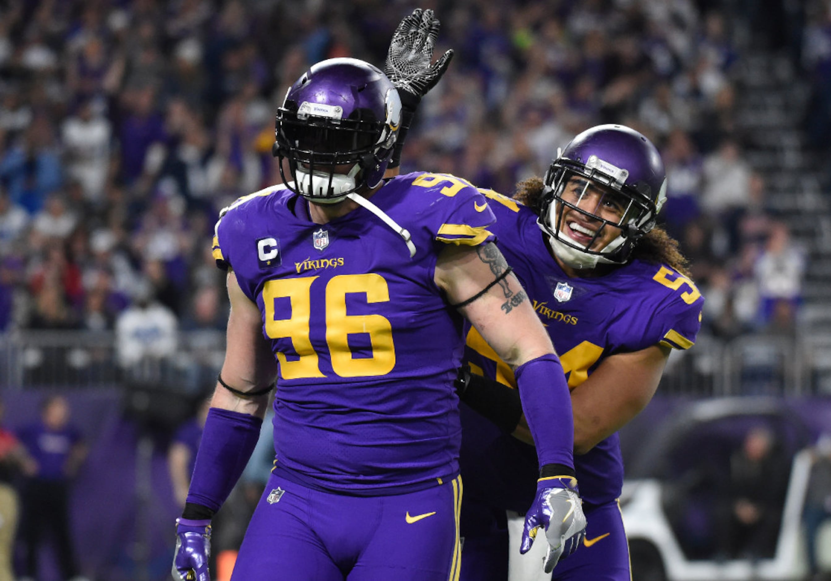 MINNEAPOLIS, MN - DECEMBER 04: Minnesota Vikings gather in the