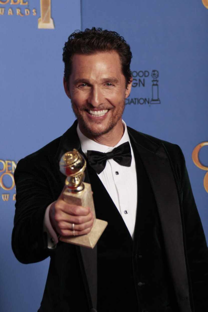 Matthew McConaughey backstage at the 71st Annual Golden Globe Awards show at the Beverly...