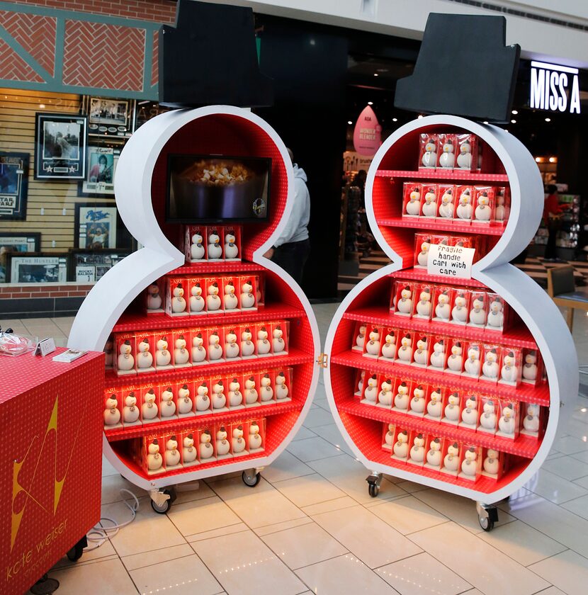 Carl the Drinking Chocolate Snowman for sale from Kate Weiser Chocolate at Stonebriar Centre...