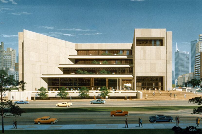 A circa 1976 rendering of the J. Erik Jonsson Central Library