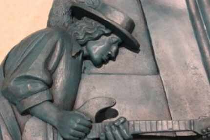  Stevie Ray Vaughan is part of David Newton's medallions on display at Dallas Love Field,...
