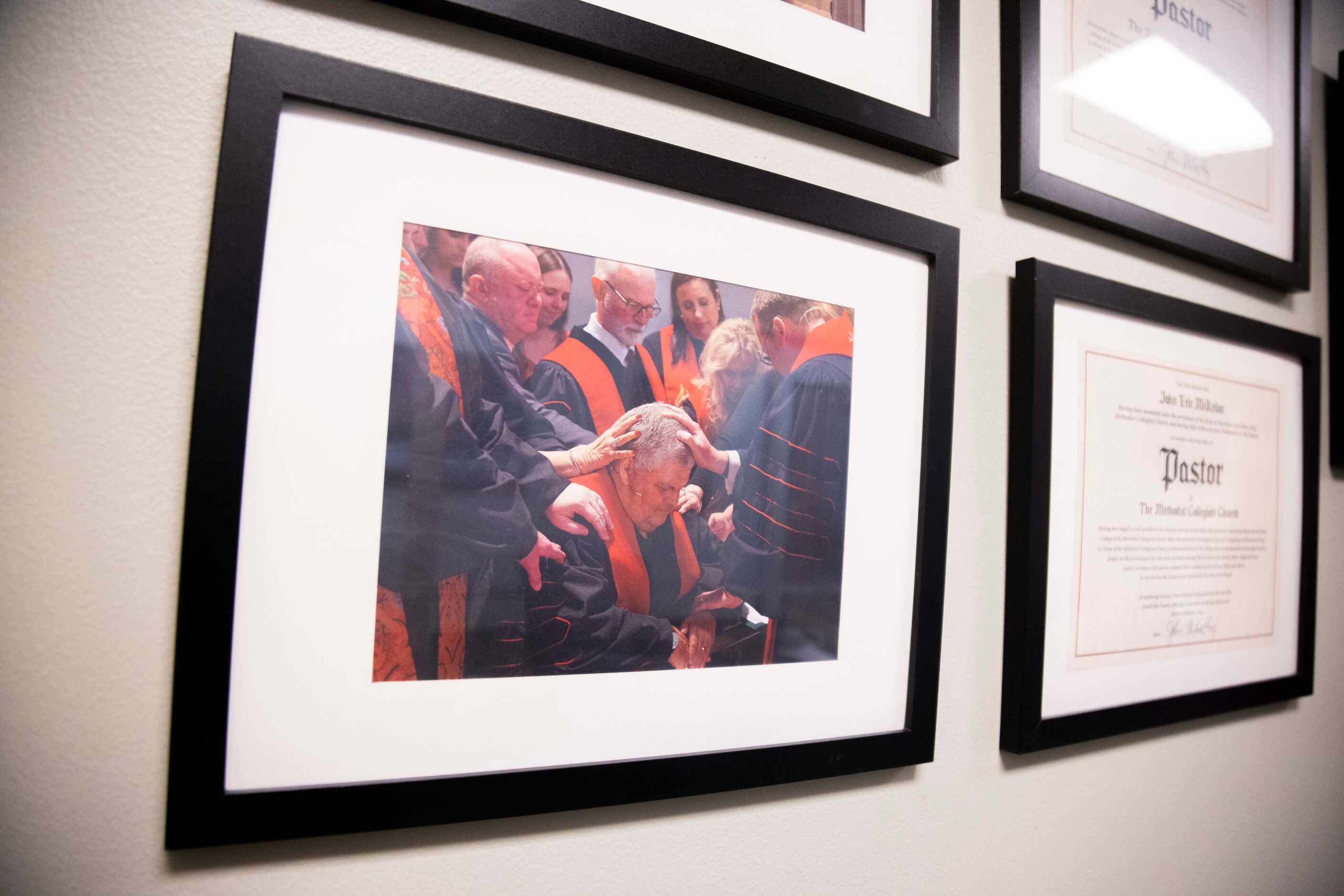 A photo taken on Sept. 25, 2023, which shows co-pastor John McKellar being ordained into the...