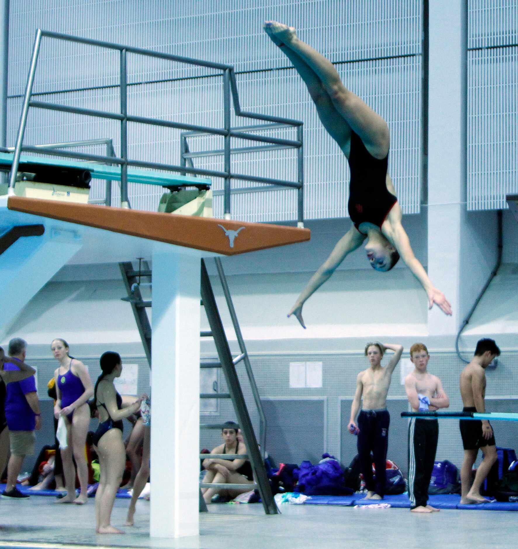 Lucas Lovejoy diver Maria Faoro competes in the 5A Girls diving competition. The first day...