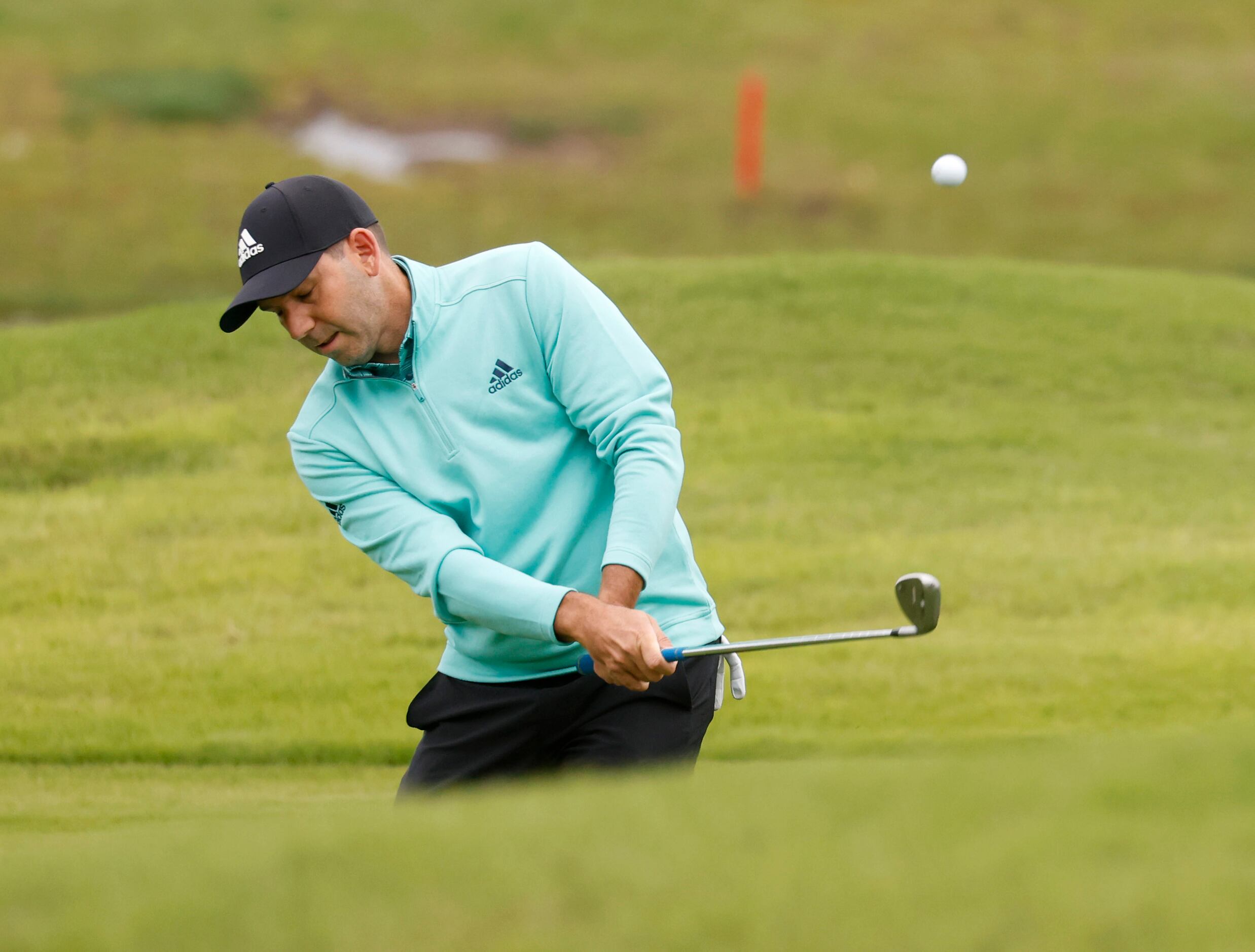 Sergio Garcia hits on the 14th hole during round 1 of the AT&T Byron Nelson  at TPC Craig...