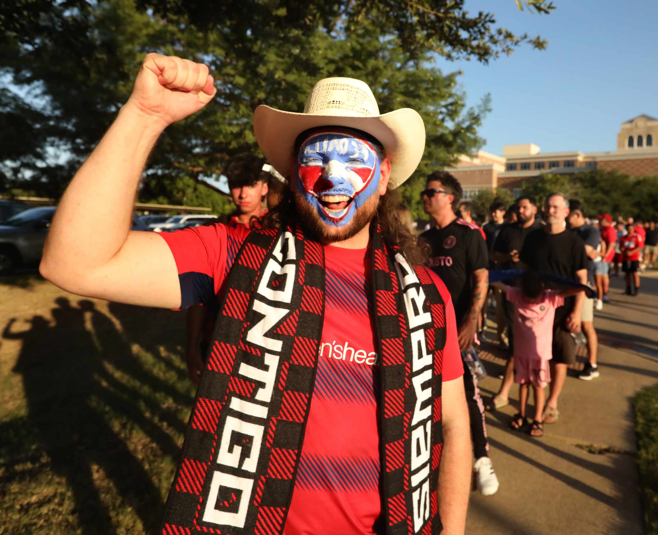 Federico Burch poses for a photograph as he waits for the gates to open for an FC Dallas...