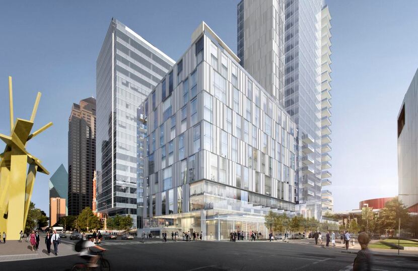 The 231-room boutique hotel  will face Ross Avenue, with the luxury condos looking out over...