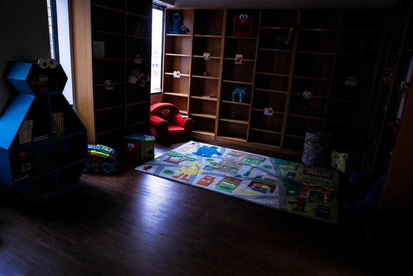 A Sesame Street-themed play room in the Dallas County Public Defender's office at the Frank...