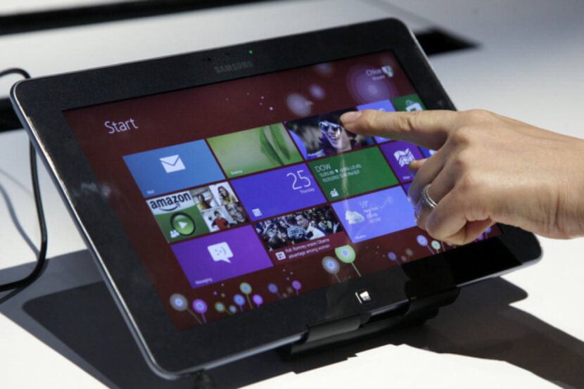 A Samsung tablet runs Windows 8, a dramatic overhaul of the software.