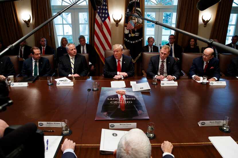 President Donald Trump speaks Wednesdayduring a cabinet meeting at the White House.. From...