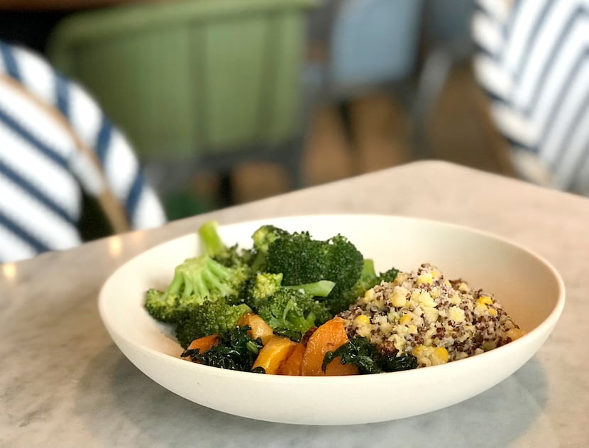 Try a three-vegetable plate at Flower Child. It's paleo, vegetarian and gluten-free. 
