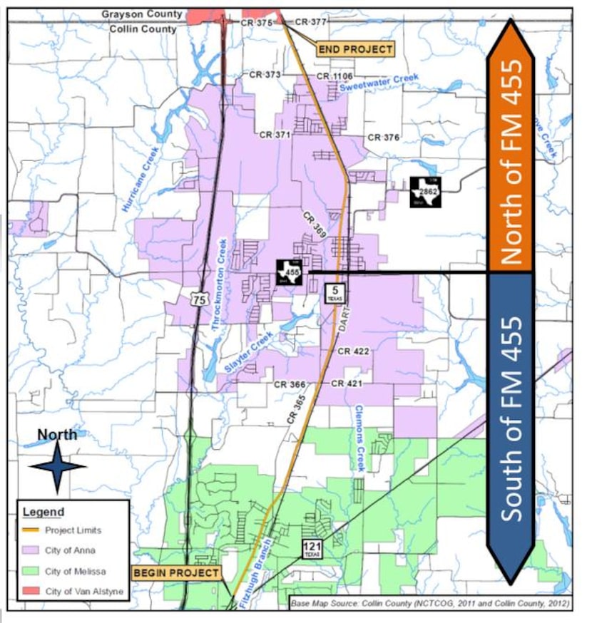 
The 9-mile stretch for the proposed widening continues from State Highway 121 in Melissa at...