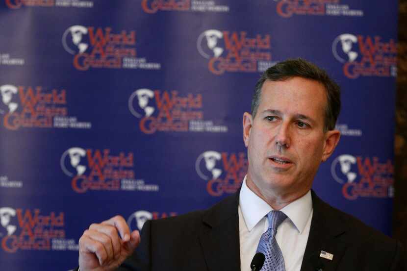  Republican presidential candidate Rick Santorum speaks at The Fort Worth Club in Fort Worth...