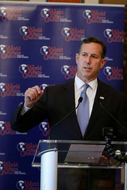  Republican presidential candidate Rick Santorum speaks at The Fort Worth Club in Fort Worth...