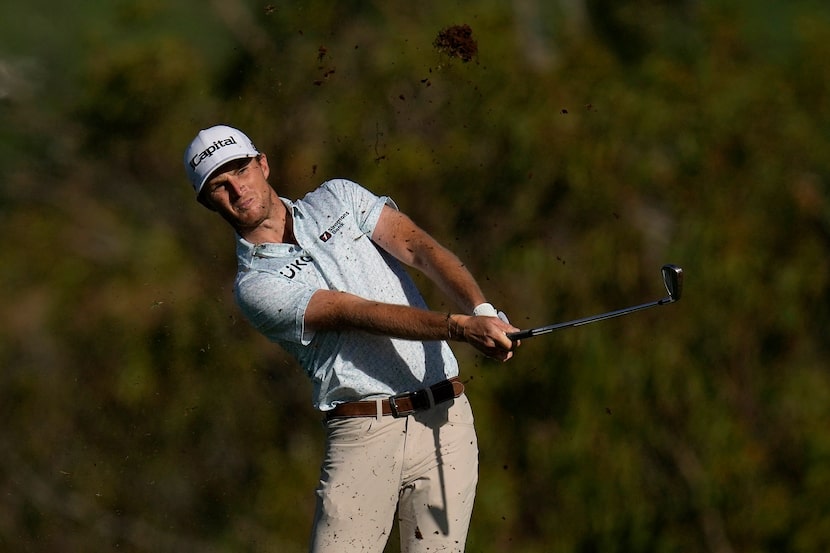 Will Zalatoris hits from the fourth fairway during the first round of The Sentry golf event,...