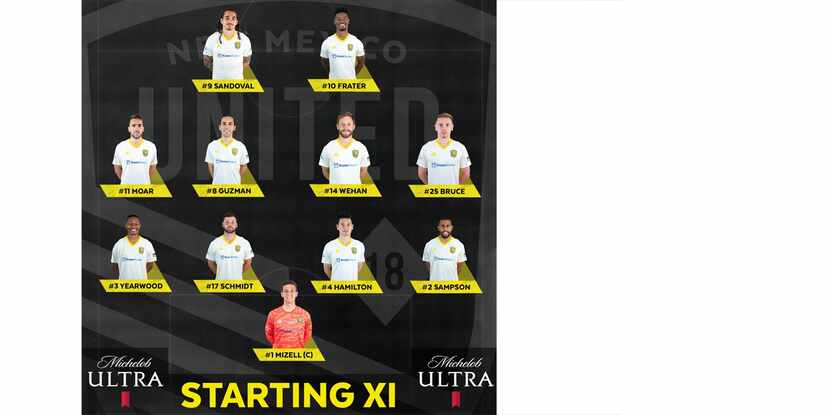 New Mexico United's starting XI against FC Dallas in the 2019 US Open Cup. (6-19-19)