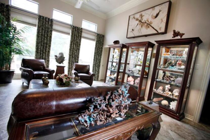 
Natural crystalized copper from Keweenaw, Mich. is displayed on a sofa table inside...