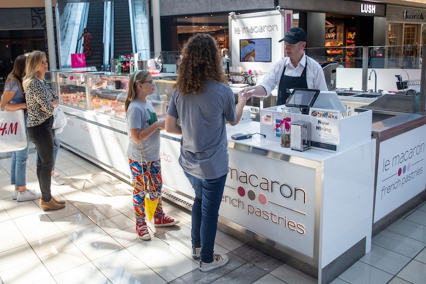 Some of the Le Macaron shops are kiosks, like this one inside Stonebriar Centre in Frisco....