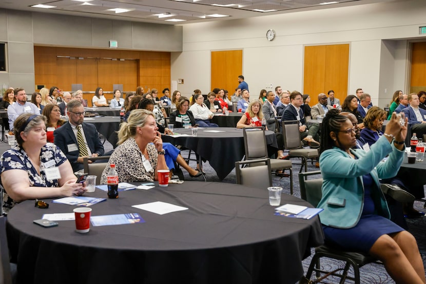 Attendees listen to a speaker during the United Way of Metropolitan Dallas Annual Investors...